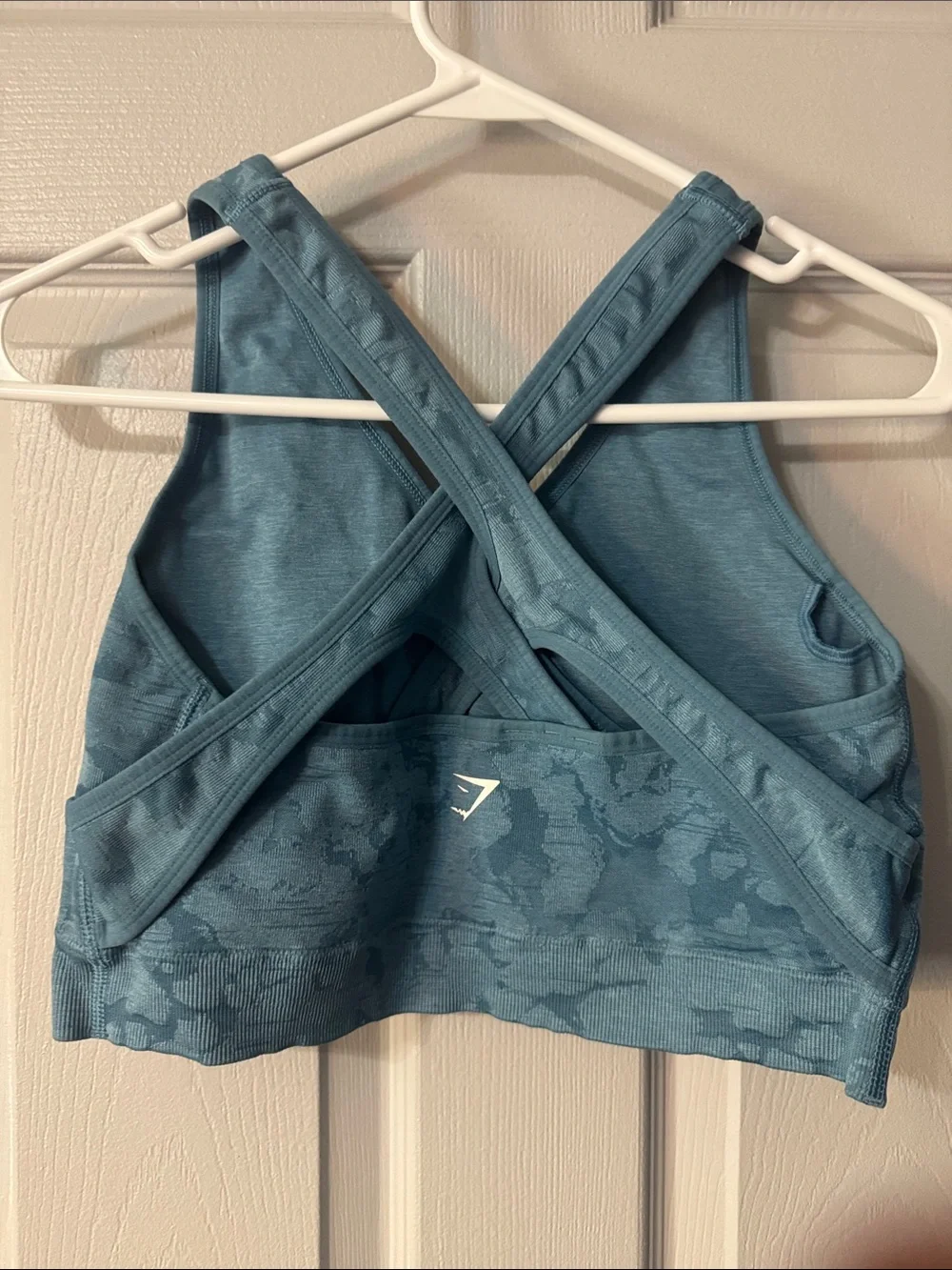 Gymshark Teal Patterned Cross-Back Sports Bra